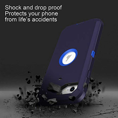 I-HONVA for iPhone SE 2022/2020 Case Built-in Screen Protector Shockproof Dust/Drop Proof 3 in 1 Full Body Rugged Heavy Duty Cover for Apple iPhone SE 3rd/2nd Gen 4.7, Navy Blue - color: Navy Blue