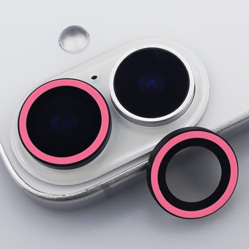 BONVAN for iPhone 17 Camera Lens Protector Glow in the Dark Tempered Glass Screen Accessories Luminous Lens Cover (2PCS) (Pink) - color: Pink
