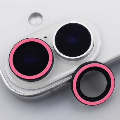 BONVAN for iPhone 17 Camera Lens Protector Glow in the Dark Tempered Glass Screen Accessories Luminous Lens Cover (2PCS) (Pink) - color: Pink