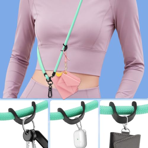Phone Lanyard, Phone Strap Crossbody with 2 Pack Tether Tab, Adjustable Anti Theft Phone Strap for All Phones (green) - color: Green