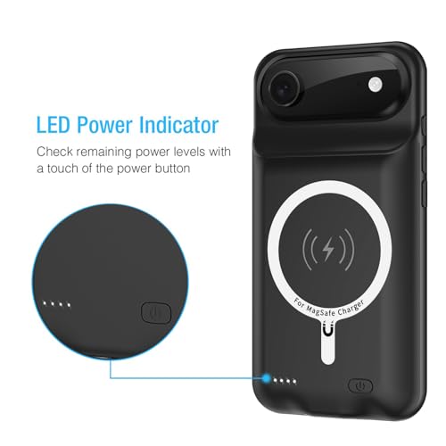 Battery Case for iPhone Air, Enhanced 12000mAh Portable Protective Wireless Charging Case Support Carplay Compatible with iPhone Air (6.5 inch) Rechargeable Battery Charger (Black) - size: iPhone Air