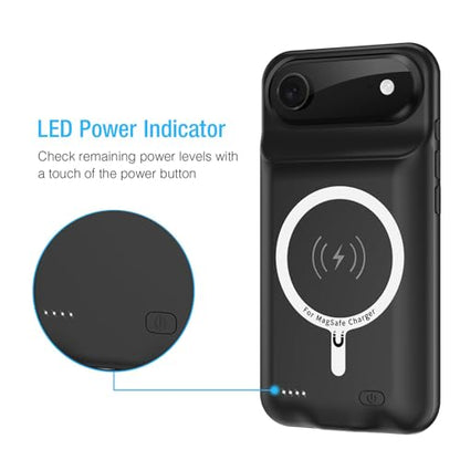 Battery Case for iPhone Air, Enhanced 12000mAh Portable Protective Wireless Charging Case Support Carplay Compatible with iPhone Air (6.5 inch) Rechargeable Battery Charger (Black) - size: iPhone Air