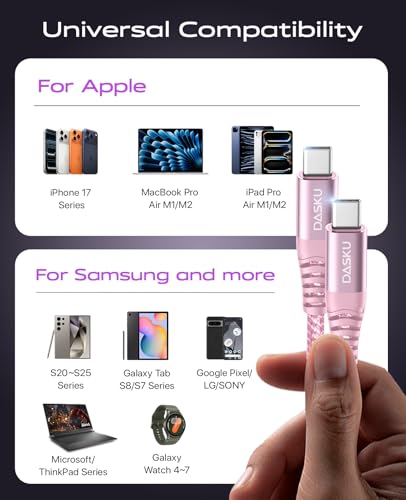 USBC to C Cable 100W Fast Charging 10FT USB C iPhone Cable for Carplay - color: Pink, size: 10FT 2Pack, style: 100W USB C to USB C