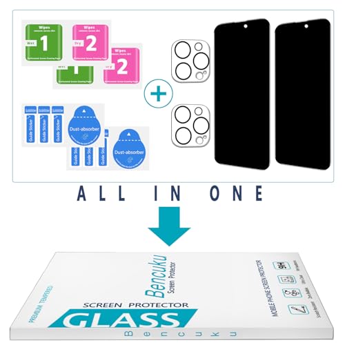 2+2 Pack Privacy Screen Protector for iPhone 15 Pro Tempered Glass - size: (Privacy)iPhone 15 Pro 6.1 Inch