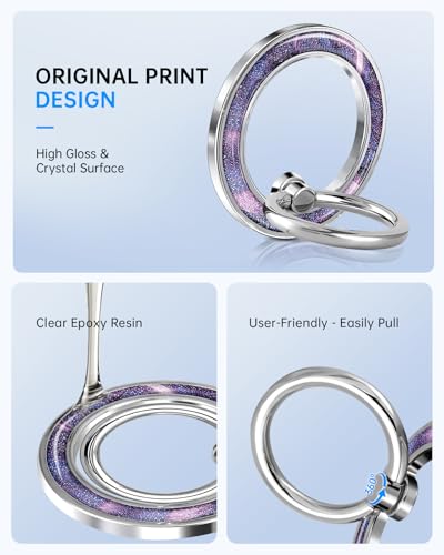 Magnetic Phone Ring, Compatible with MagSafe Phone Grip, Quicksand - color: Purple Quicksand