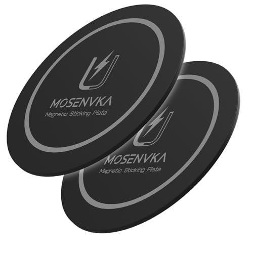 MOSENVKA Universal Magnetic Phone Mount Plate,Strong Adhesive Plate for Magnetic Car Mount, Phone Sticker for iPhone 16e and All Smartphones and Cases-Slim,Lightweight,and Reusable (Black-2 Pack) - color: (Black-2 Pack)