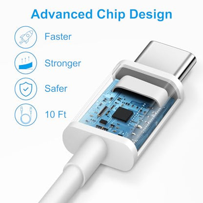 iPhone 17 16 15 Charger Fast Charging 10FT - 20W USB C Charger Block - color: White, size: 10FT