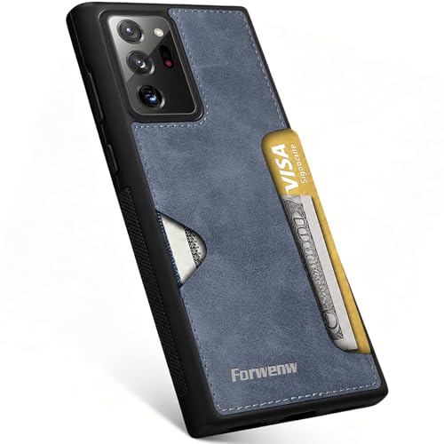 for Samsung Galaxy Note 20 Ultra Case with Card Slot, Leather Back Shockproof Protection Cover, Ultra-Thin Wallet Phone Case, for Samsung Note 20 Ultra 5G Card Slot Case with Card Holder (Blue) - color: Blue, size: Note20 Ultra
