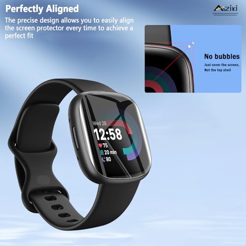 6-Pack Compatible for Fitbit Versa 4, HD Clear Flexible TPU Film, Bubble Free Full Coverage, Easy Install Kit for Fitbit Versa 4 Screen Protector - size: RM6-Fitbit Versa 4-US