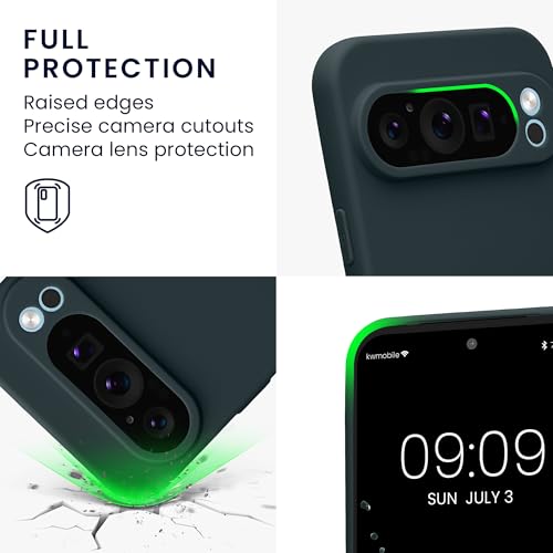 kwmobile Case Compatible with Google Pixel 9 Pro XL Case - Protective Slim TPU Phone Cover - Soft Matte Finish - Dark Slate - color: Dark Slate