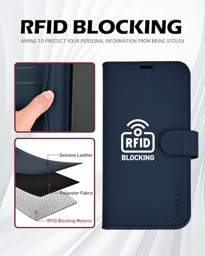 for iPhone 17 Pro Max Wallet Case, Flip Folio Phone Cover with Card Holder, RFID Blocking, Shockproof Protective Case with Kickstand, Magnetic Closure, PU Leather & TPU, Blue - color: Blue