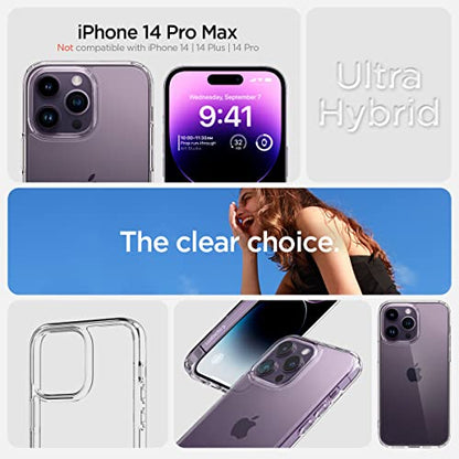 Spigen for iPhone 14 Pro Max Case, Ultra Hybrid [No Magnet Ring][Anti-Yellowing] - Crystal Clear - color: Crystal Clear, size: iPhone 14 Pro Max