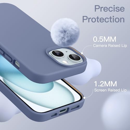 JETech Silicone Case for iPhone 15, Winter Blue | Silky Soft Touch, Shockproof Protection, Scratch Resistant, Microfiber Lining - color: Winter Blue, size: iPhone 15