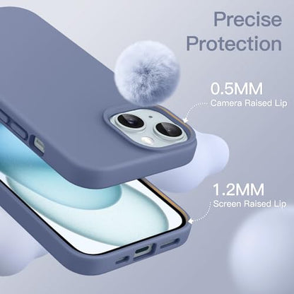 JETech Silicone Case for iPhone 15, Winter Blue | Silky Soft Touch, Shockproof Protection, Scratch Resistant, Microfiber Lining - color: Winter Blue, size: iPhone 15