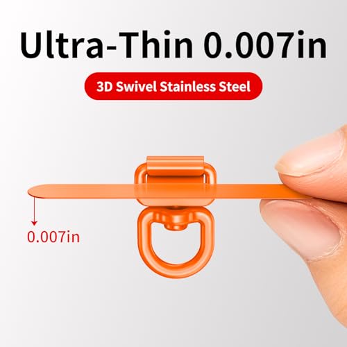 saxsion Phone Tether Tab & Lanyard Tab, 360° Swivel Clip - Ultra Thin Stainless Steel Universal Patch for All Phone Cases - color: Hermes Orange*2