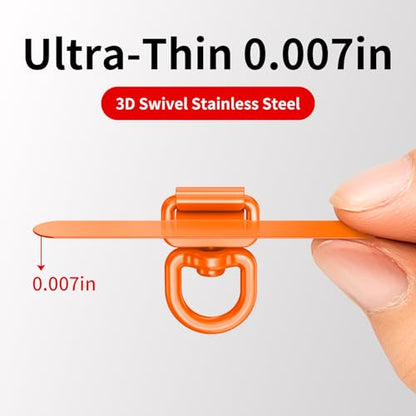saxsion Phone Tether Tab & Lanyard Tab, 360° Swivel Clip - Ultra Thin Stainless Steel Universal Patch for All Phone Cases - color: Hermes Orange*2