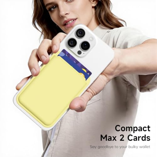 LoeoeL Magnetic Phone Wallet Compatible with Magsafe Wallet, Silicone ID Credit Card Holder Wallets for Back of Phone Pocket, Slim Thin Pouch Sleeve Wallets for iPhone Samsung Pixel, Yellow - color: Yellow