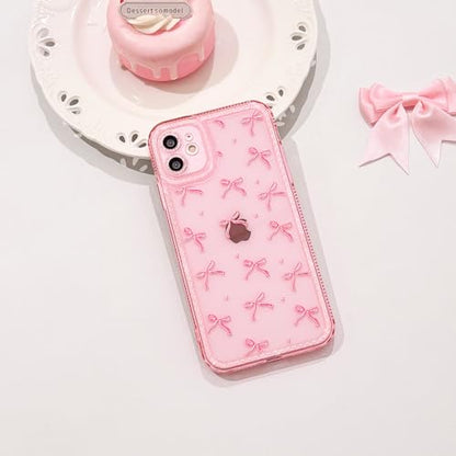 NITITOP Compatible with iPhone 11 Case Cute Clear Pink Glitter Bow Knot Design Shiny Star Sparkle Bling Diamond Girls Women Soft TPU Shockproof Protective Phone Cover - Large Bow Heart - color: Large Bow Heart, size: iPhone 11