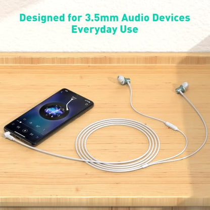 Wired Earbuds 3.5mm Headphones with Mic for Laptop PC Chromebook,Green - color: Green