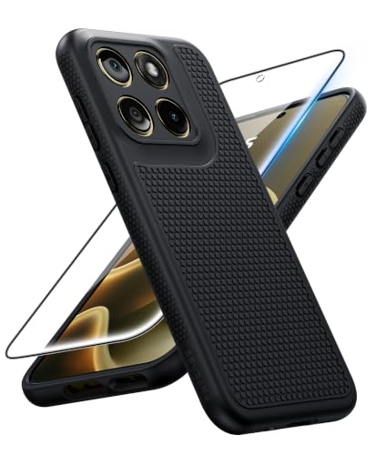 FNTCASE for Motorola Edge 2026 Case: Matte TPU Non Slip Drop Protection | Military Grade Shockproof, With Screen Protector, Anti-Scratch, Heavy Duty Rugged Protective Phone Cover, Daily Use, Black - color: Black, size: For Motorola Edge 2026