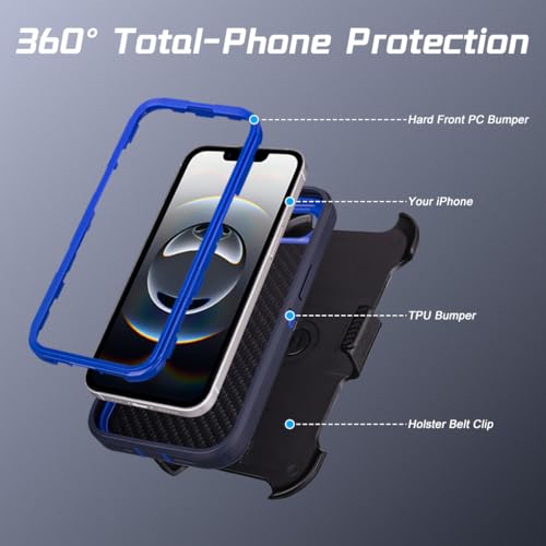Defender Case for iPhone 17e Case with Belt Clip Holster Outdoor Navy Blue | Heavy Duty Rugged Protective Phone Case, Dual Layer Shockproof Cover - color: Navy Blue