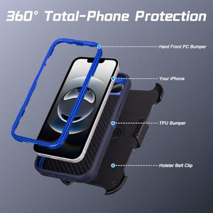 Defender Case for iPhone 17e Case with Belt Clip Holster Outdoor Navy Blue | Heavy Duty Rugged Protective Phone Case, Dual Layer Shockproof Cover - color: Navy Blue