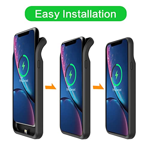 Battery Case for iPhone XR, Upgraded 10000mAh Rechargeable Portable Charging Case with Wireless Charging Compatible for iPhone XR (6.1 inch) with Carplay Extended Battery Pack Charger Case (Black) - size: iPhone XR -10000mAh