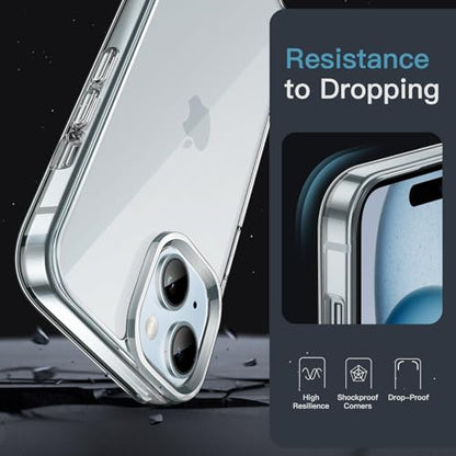 JETech Case for iPhone 15 Plus, Anti-Yellowing, Clear | Shockproof Protection, Scratch Resistant Hard PC Back, Durable Transparent TPU Bumper - color: Clear, size: iPhone 15 Plus
