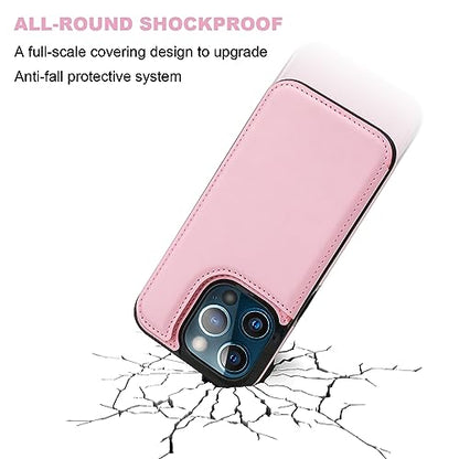 ONETOP for iPhone 13 Pro Wallet Case with Card Holder,Pink - color: Pink