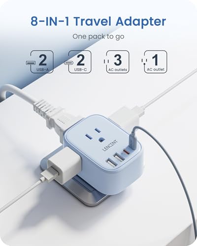 LENCENT European Travel Plug Adapter US to Europe Type-C Foldable Plug - style: Type C-17.5W-Most of Europe-Blue