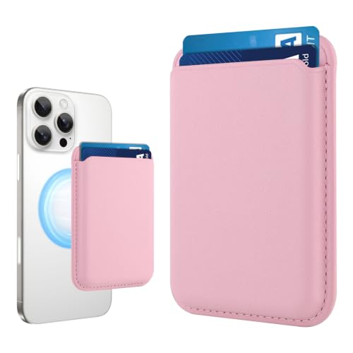 Compatible with MagSafe Wallet, Leather TPU Protective, Pink - color: Pink