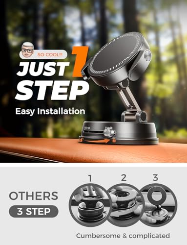 MAGIC JOHN for Magsafe Car Mount, Magnetic Phone Holder for Car - color: Black