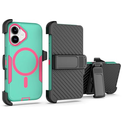 Designed for iPhone 17 Case,Green Rose | Compatible with MagSafe,Double protection,Tough Durable,Detachable back clip,Dustproof,No Fading,No Yellowing,Non-Slip - color: Green Rose, size: iPhone 17 6.3”