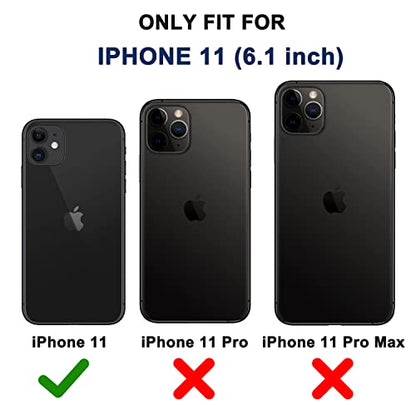 for iPhone 11 Case with Belt Clip Holster, 2 x Screen Protector, [Military Grade] Heavy Duty Full Body Shockproof Dust-Proof Drop Proof Rugged Protective Cover for Apple iPhone 11 (Black Blue B) - color: Black Blue B
