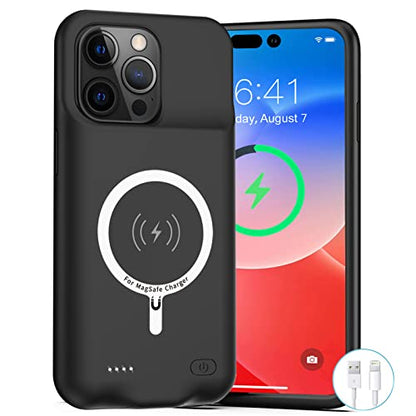 Battery Case for iPhone 14 Pro,Upgraded 10000mAh Rechargeable Portable Charging Case with Wireless Charging Compatible for iPhone 14 Pro (6.1inch) with Carplay Extend Battery Pack Charger Case (Black) - size: iPhone 14 Pro -10000mAh