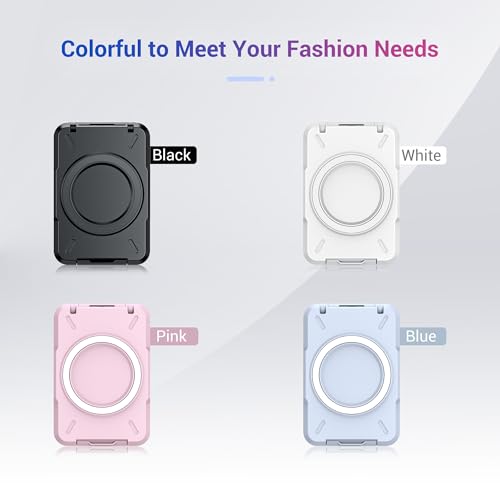 PROfezzion Double Sided Magnetic Phone Card Holder Wallet for MagSafe, Blue | RFID Blocking, Compatible with iPhone 17 16 15 14 13 12 Pro Max Plus, Holds 4-Cards, Secure Snap Latch, Adjustable Stand - color: BLUE