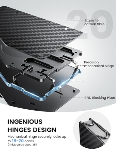Lamicall Upgraded Hinge Minimalist Wallet for Men, RFID Blocking Wallets - color: Carbon Fiber - CLIP&STRAP