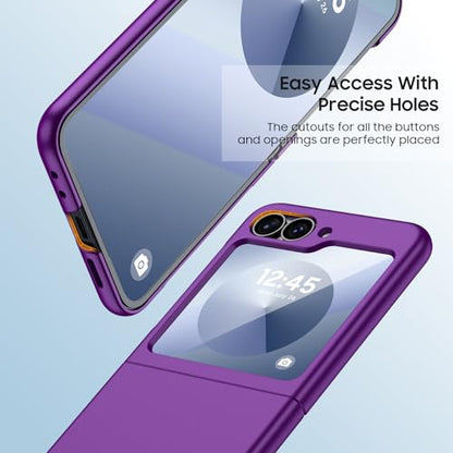 GooseBox for Samsung Galaxy Z Flip 6 Case with Screen Protection,Z Flip 6 Slim HD Clearly Case Ultra-Thin Anti-Scratch Shockproof Phone Case(Purple) - color: Flip6-Purple
