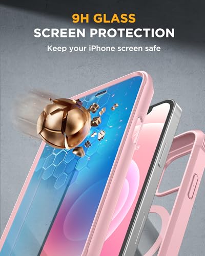 Miracase Magnetic for iPhone 12 mini Case, [360 Full-Body Protection & Complete Camera Guard], Drop & Scratch-Resistant, Shockproof, Stylish Clear iPhone Case, iPhone 12 mini Cover, Gray Pink - color: Magnetic Pink, size: iPhone 12 Mini