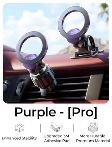 LISEN for MagSafe Car Phone Mount -Strong Magnets Magnetic Phone Holders for Your Car 2-in-1 Vent Dashboard Magnet Cell Phones Holder Mounts Car Accessories fit Note 18 iPhone 17 Pro Max Purple - color: NEW Upgraded: Purple