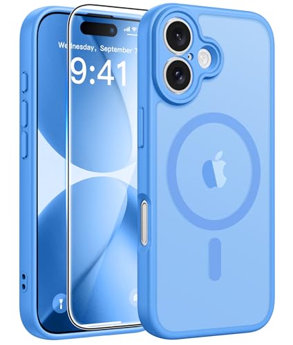 FNTCASE for iPhone 17 Case, Compatible with Magsafe, Glass Screen Protector | Full Camera Protection, Translucent Matte, 14FT Military Grade Drop Proof, Shockproof Protective Phone Cover, Ice Blue - color: Ice Blue, size: Iphone 17 (6.3 Inch)