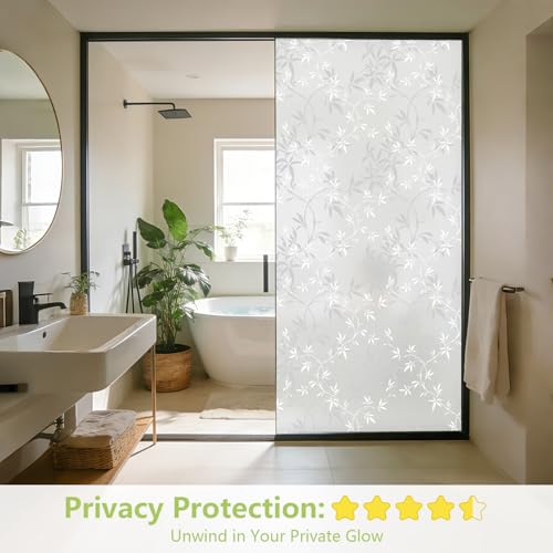 LEMON CLOUD Window Privacy Film, Frosted Glass Window Film, 29.5″ x 78.7″ - color: Bamboo Leaf, size: 29.5" x 78.7"