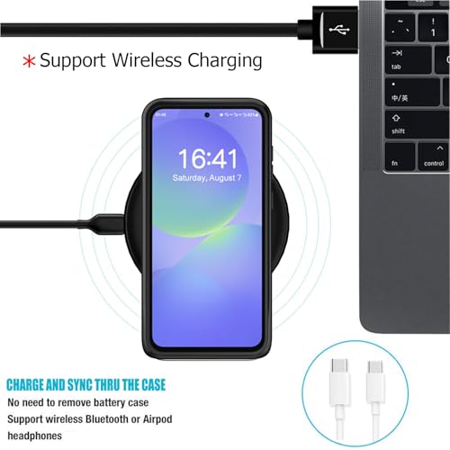 Battery Case for Galaxy A36/A56, 10000mAh High Capacity Portable Charger Case, Rechargeable Smart Battery Pack Compatible with Galaxy A36/A56 6.7 inch Charging, Support Wireless & Carplay - Black