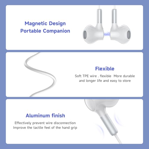 USB C Headphones Wired Earbuds for iPhone 17 Air 16 15 Plus Pro Max Samsung - color: White
