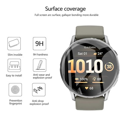Anoowkoa 4 Pack Compatible with Garmin Venu 4 45mm/Gamin Venu 3 45mm Screen Protectors [Non-Glass] Premium Soft Film Full Coverage.High Definition.Scratch-resistant,drop-proof.Easy to install - color: Garmin Venu 4 45mm