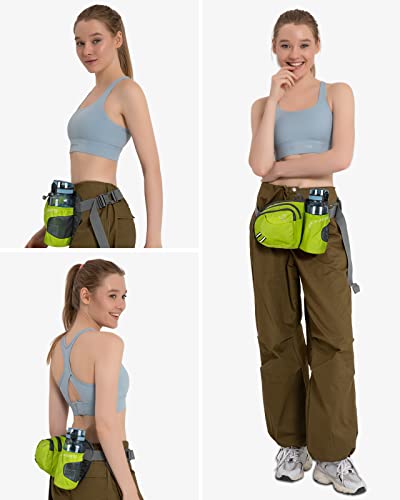 WATERFLY Fanny Pack Waist Bag: Waist Pack for Women Men with Water Bottle Holder Hiking Fanny Pack for Running Walking DogWalking Travel Cycling - color: Green