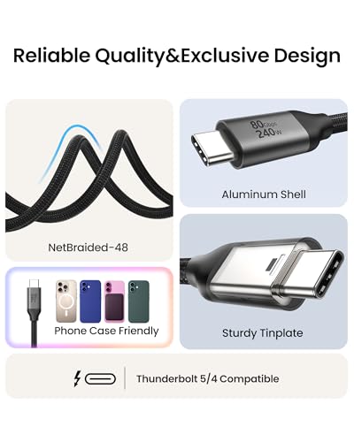 Silkland USB 4 for Thunderbolt 5 Cable 1FT, 80Gbps USB C Data Cable, 240W - size: 1 Feet