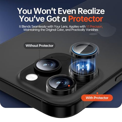 2 Pack Camera Lens Protector for iPhone 17 Pro Max/17 Pro/16 Pro Max/16 Pro/15 Pro Max/15 Pro/14 Pro Max/14 Pro [1:1 Invisible Fit] Military Grade Glass & Metal Camera Cover, Black - color: Black Titanium