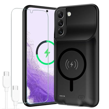 Battery Case for Galaxy S22 Plus, 12000mAh Portable Protective Wireless Charging Case Compatible with Galaxy S22 Plus S22+ (6.6 inch) Rechargeable Extended Battery Pack Charger Cover (Black) - size: Galaxy S22 Plus -12000mAh