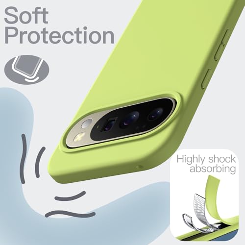 JETech Silicone Case for Google Pixel 10/10 Pro, Lemongrass | Silky Soft Touch, Shockproof Protection, Scratch Resistant, Microfiber Lining - color: Lemongrass, size: Pixel 10/10 Pro